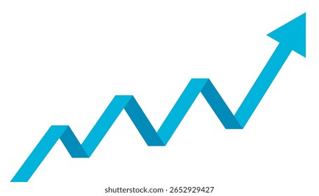 Blue up 3d arrow graph showing rising trend, boosting of business result, investment profit growing symbol, financial rises trending