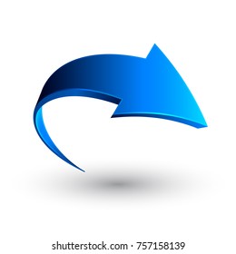 Blue 3d arrow, vector.