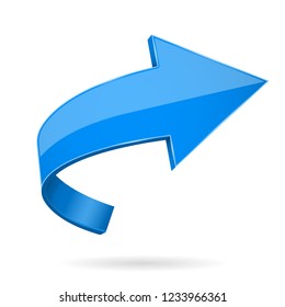 Blue 3d arrow. Vector illustration isolated on white background