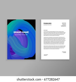 Blue 3d blend elegant business formal letterhead design template orint ready