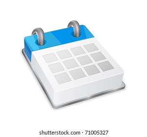 Blue 3d Calendar Icon Isolated On White