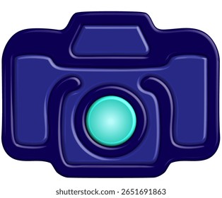 Blue 3D Camera Icon - Photography and Media Symbol