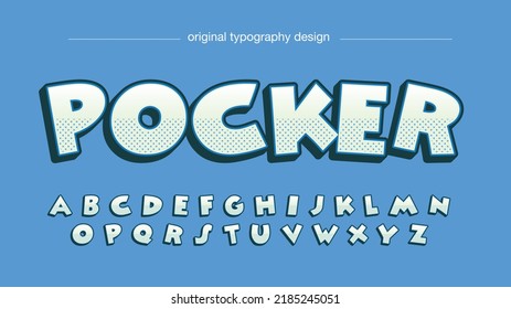 blue 3d cartoon halftone pattern typography