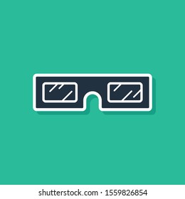 Blue 3D cinema glasses icon isolated on green background.  Vector Illustration