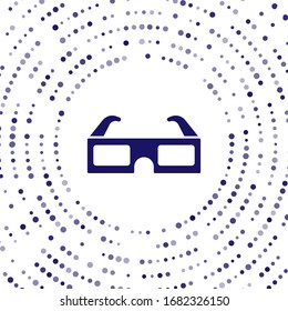 Blue 3D cinema glasses icon isolated on white background. Abstract circle random dots. Vector Illustration