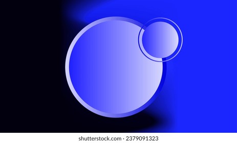 Blue 3D circle bevel frame with extra circle copy space black and dark blue background