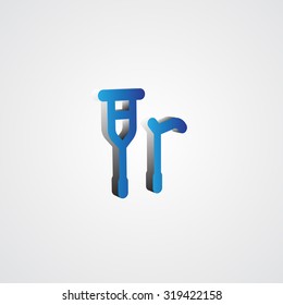 Blue 3d Crutch Cane illustration