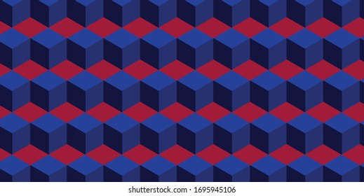 Blue 3D Cube Background Pattern Vector Template