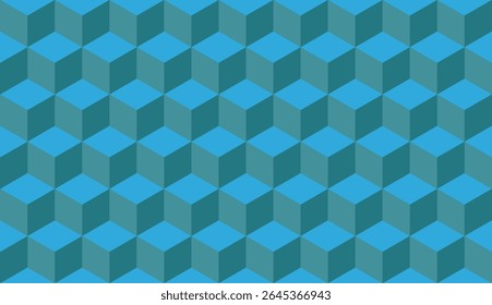 Azul 3d cubo sem costura padrão isométrico fundo geométrico textura. Quadrados de fundo do cubo 3d.