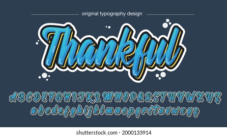 Blue 3D Cursive Graffiti Artistic Font Typography