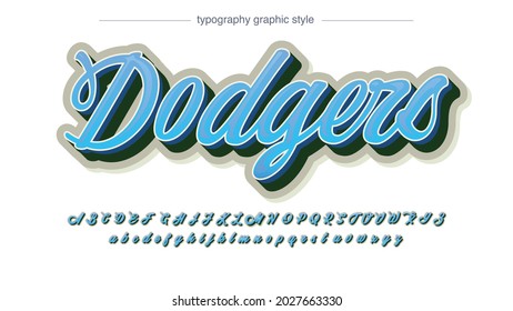 blue 3d cursive modern typography