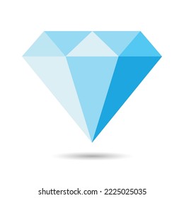 blauer 3D-Diamant auf weißem Hintergrund, Vektorgrafik.