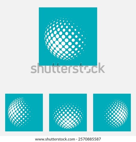 blue 3D dots sphere net technology ball sign collection