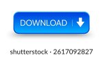 Blue 3d download button. Button element for web design and mobile devices. Vector illustration