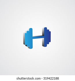 Blue 3d Dumbbell illustration