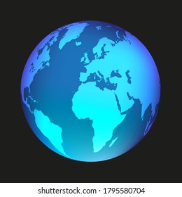 Blue 3d earth globe symbol.