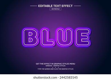 Blue 3D editable text effect template