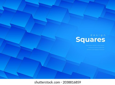 Blue 3d flying cubes Abstract background geometric elements vector