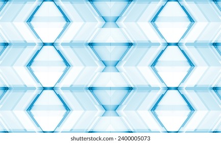 Blue 3D geometric abstract technology background with rhombus frames. Digital hi tech abstract modern gaming banner design. Vector illustration