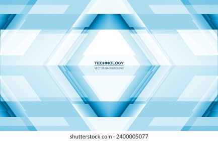 Blue 3D geometric abstract technology background with rhombus frame. Digital hi tech abstract modern gaming banner design. Vector illustration