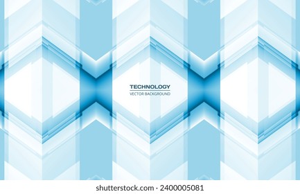 Blue 3D geometric abstract technology background with rhombus frames. Digital hi tech abstract modern gaming banner design. Vector illustration