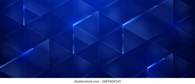 Fondo geométrico 3D azul con rombo brillante y triángulo