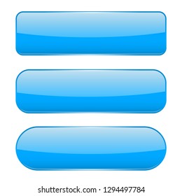 Blue 3d glass buttons. Vector illustration isolated on white background