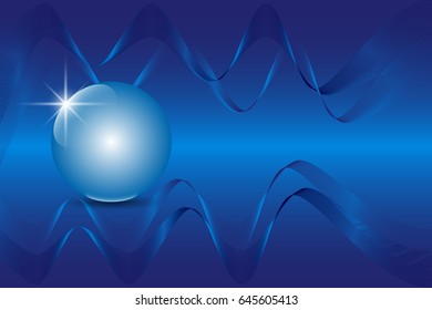 Blue 3D globe sphere on an abstract technology blue background. Vector illustration EPS10