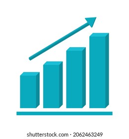 Blue 3D Graph icon clipart vector business infographic