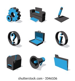 blue 3D icon set 02