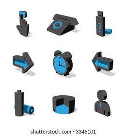 blue 3D icon set 03