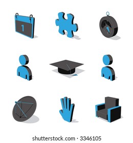 blue 3D icon set 05