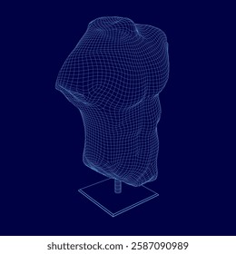 A blue 3D image of a man's torso. The image is a computer generated rendering of a human body