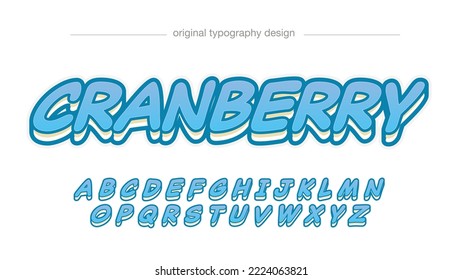 blue 3d italic cartoon isolated letters