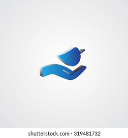 Blue 3d Leaf In Hand illustration