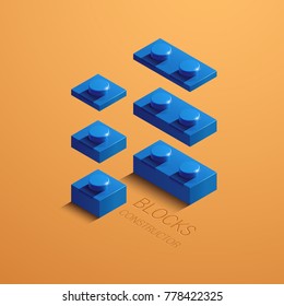 Blue 3d Lego Element. 3d Building Constructor From Lego Blocks