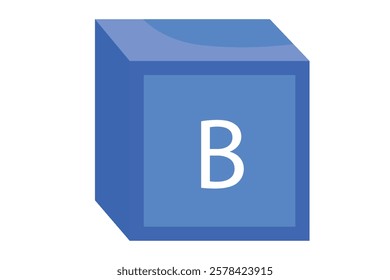 A blue 3D letter B block, a simple educational element for early childhood learning.