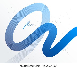 Blue 3D lines in motion dimensional vector abstract background, elegant curvy light stripy design element, template for banner or poster and other ads.