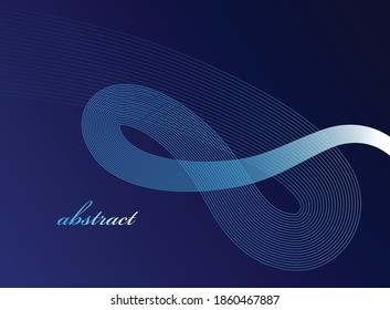 Blue 3D lines in motion dimensional vector abstract background, elegant curvy light stripy design element, template for banner or poster and other ads.