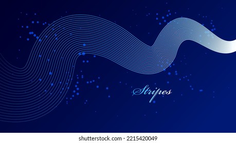 Blue 3D lines in motion dimensional vector abstract background, elegant curvy light stripy design element, template for banner or poster and other ads.