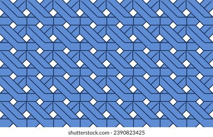 Bloque de red azul 3D, patrón de diamante transparente, diseño de patrón de repetición de imagen para impresión de tela o papel tapiz, cruz de fondo
