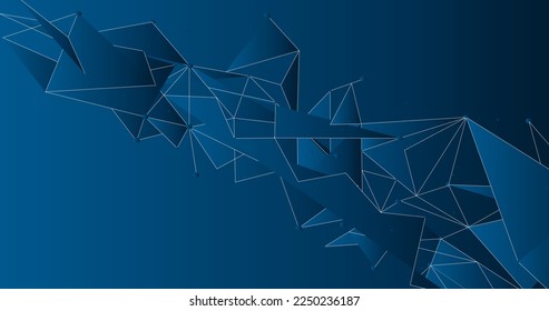 Blue 3D network. Abstract connection on gradient background. Network technology background with dots and lines for desktop. Ai background. Modern abstract concept. Line background, network technology