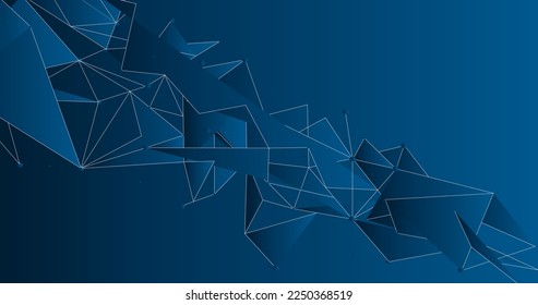 Blue 3D network. Abstract connection on gradient background. Network technology background with dots and lines for desktop. Ai background. Modern abstract concept. Line background, network technology