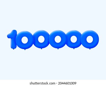 Blue 3D number 100000 balloon realistic 3d helium blue balloons. Vector illustration design Party decoration,Birthday,Anniversary,Christmas,Xmas,New year,Holiday Sale,celebration,carnival,inflatable