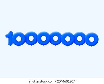 Blue 3D number 10000000 balloon realistic 3d helium blue balloons. Vector illustration design Party decoration,Birthday,Anniversary,Christmas,Xmas,New year,Holiday Sale,celebration,carnival,inflatable