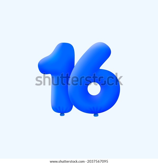 Blue 3D number 16\
balloon realistic 3d helium blue balloons. Vector illustration\
design Party decoration, Birthday,Anniversary,Christmas, Xmas,New\
year,Holiday\
Sale,celebration,carnival,inflatable