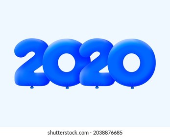 Blue 3D number 2020 balloon realistic 3d helium blue balloons. Vector illustration design Party decoration,Birthday,Anniversary,Christmas,Xmas,New year,Holiday Sale,celebration,carnival,inflatable