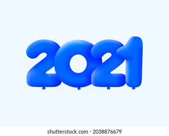 Blue 3D number 2021 balloon realistic 3d helium blue balloons. Vector illustration design Party decoration,Birthday,Anniversary,Christmas,Xmas,New year,Holiday Sale,celebration,carnival,inflatable