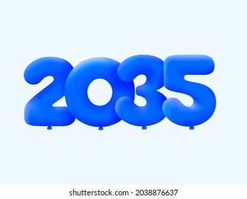 Blue 3D number 2035 balloon realistic 3d helium blue balloons. Vector illustration design Party decoration,Birthday,Anniversary,Christmas,Xmas,New year,Holiday Sale,celebration,carnival,inflatable