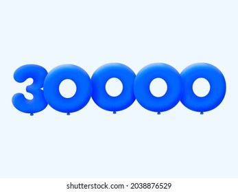 Blue 3D number 30000 balloon realistic 3d helium blue balloons. Vector illustration design Party decoration,Birthday,Anniversary,Christmas,Xmas,New year,Holiday Sale,celebration,carnival,inflatable